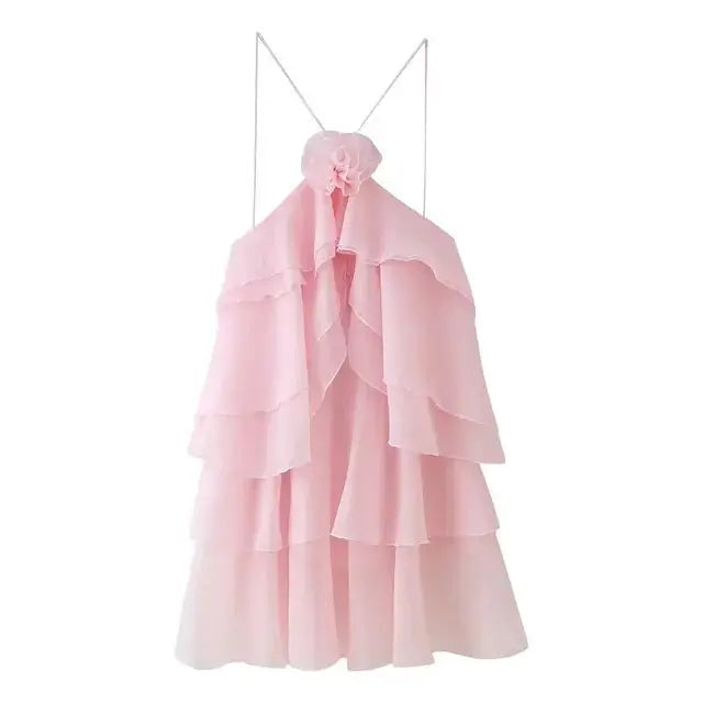 Miraée Paris – Rüschen-Layer-Kleid mit Spaghettiträgern.