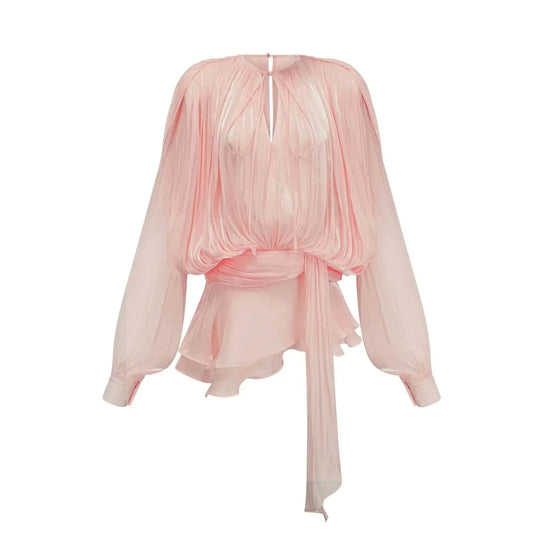 Celina Plissee Kleid in Roséglanz - Miraee Paris 