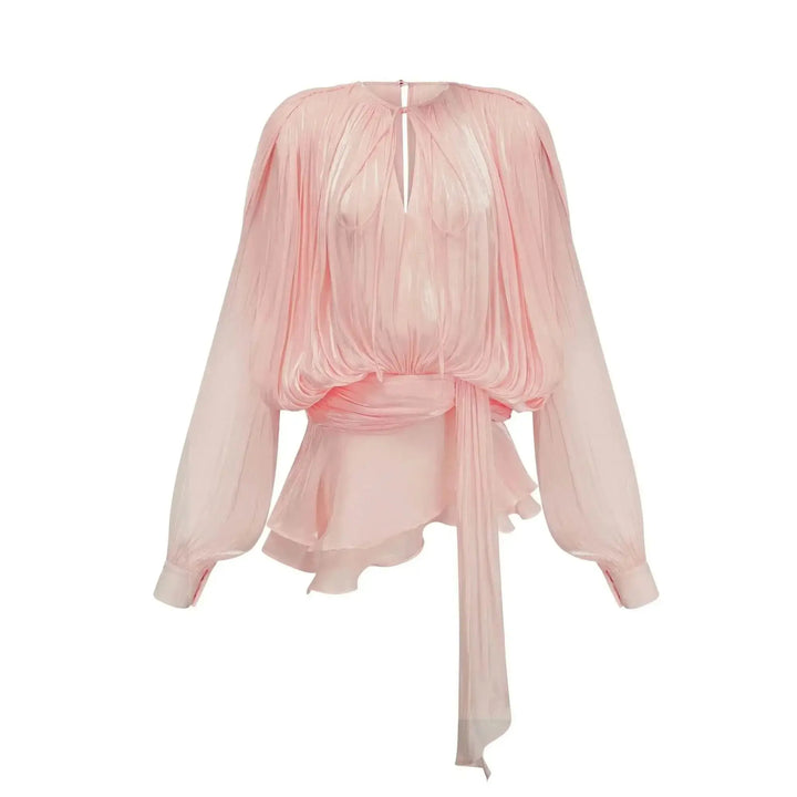 Celina Plissee Kleid in Roséglanz.