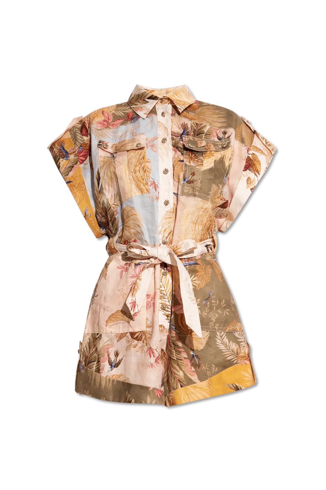Romy – Sommerlicher Gürtel-Jumpsuit im Botanical-Print.