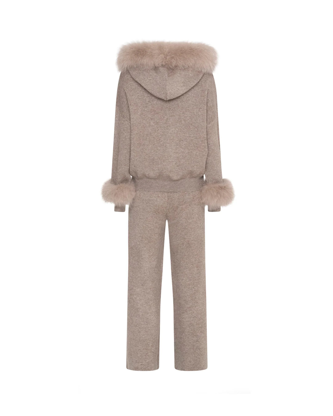 Amélie Chic Set – luxuriöses Ensemble mit Kunstpelz-Haube und eleganten Details für stilvolle Anlässe.