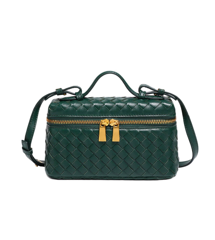 AURELIA – Luxuriöse Ledertasche mit Flechtdesign in grüner Farbe, ideal für Damenmode online kaufen.