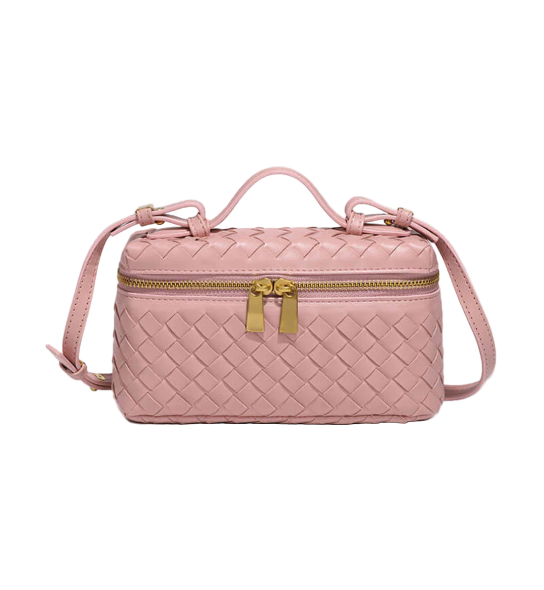 AURELIA – Luxuriöse Ledertasche mit Flechtdesign in zartem Rosa, praktische Schultertasche für Damenmode.