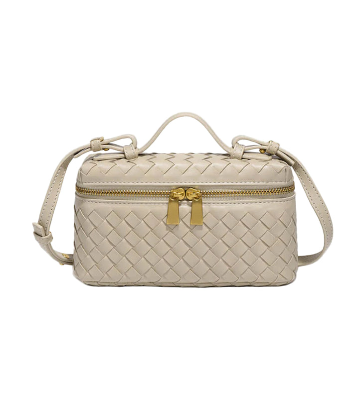 AURELIA – Luxuriöse Ledertasche mit Flechtdesign in beige, elegant und praktisch für Damenmode online kaufen.