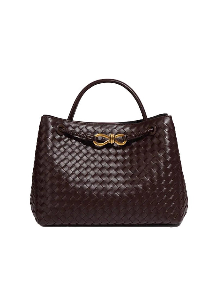 CELIA LARGE – Luxus Ledertasche aus hochwertigem Vollnarbenleder in edlem Braun mit goldener Schnalle.