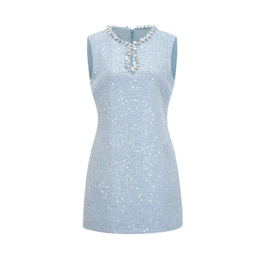 Sparkle Chic – Ärmelloses Minikleid mit Glitzerperlenbesatz - Miraee Paris 