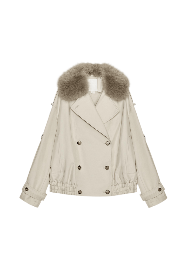 Miraeeparis Luxus Jacke mit abnehmbarem Kunstpelzkragen – Eleganter Damen Kurzmantel im Designer Stil.
