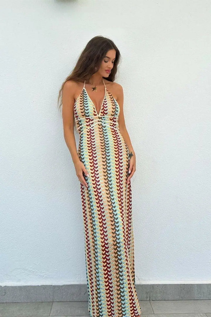 Sunset Waves – Häkel-Maxi Dress im Retro-Style.