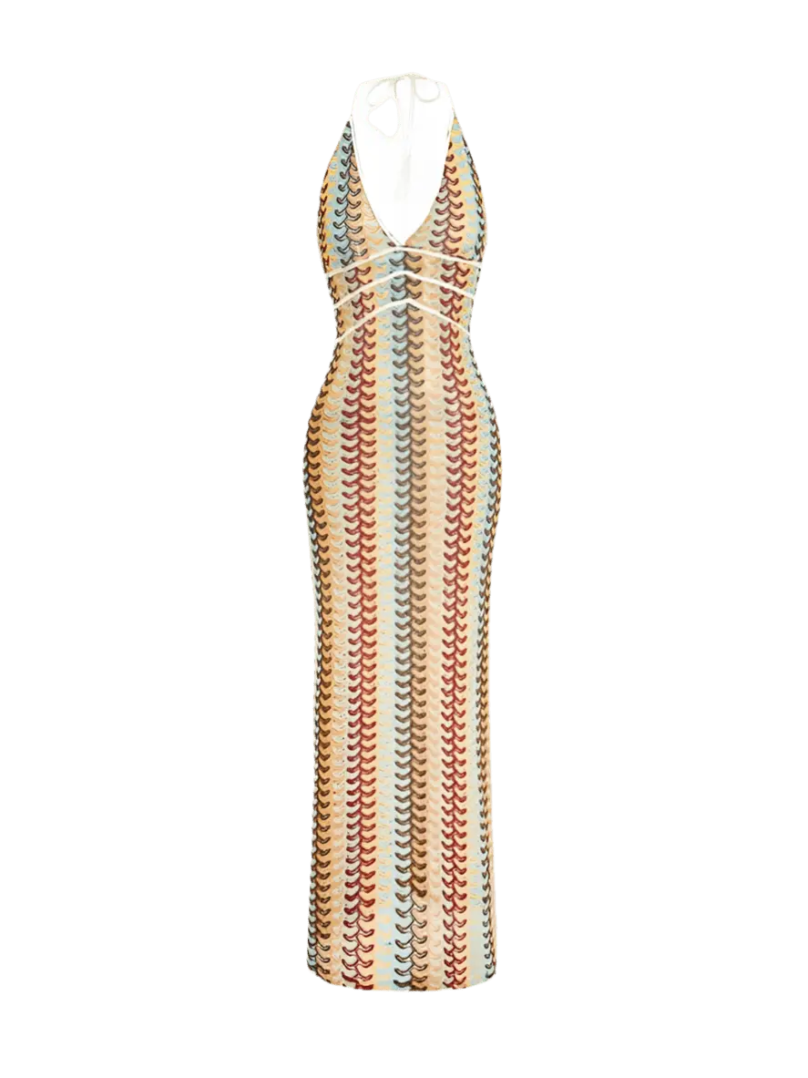 Sunset Waves – Häkel-Maxi Dress im Retro-Style.