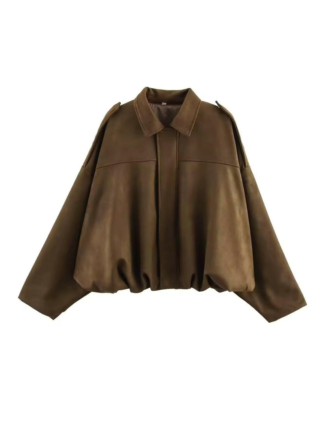 Oversized Suede-Look Jacke mit elastischem Bund – Miraee Paris.