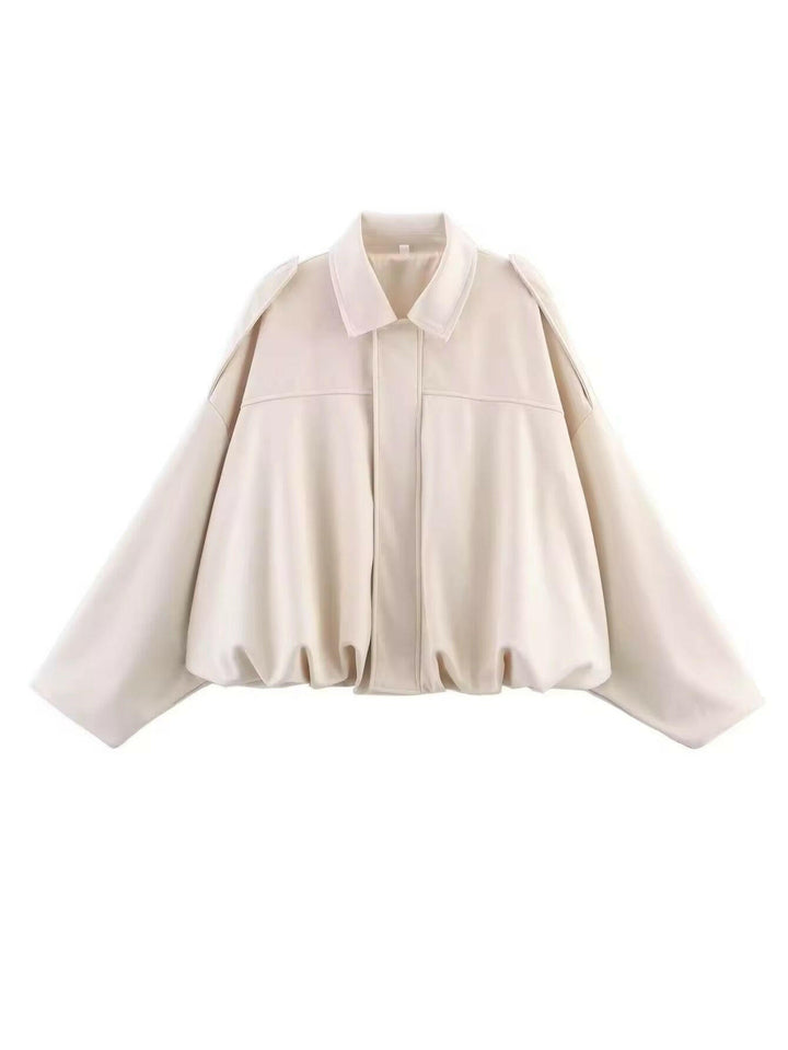 Oversized Suede-Look Jacke mit elastischem Bund – Miraee Paris.