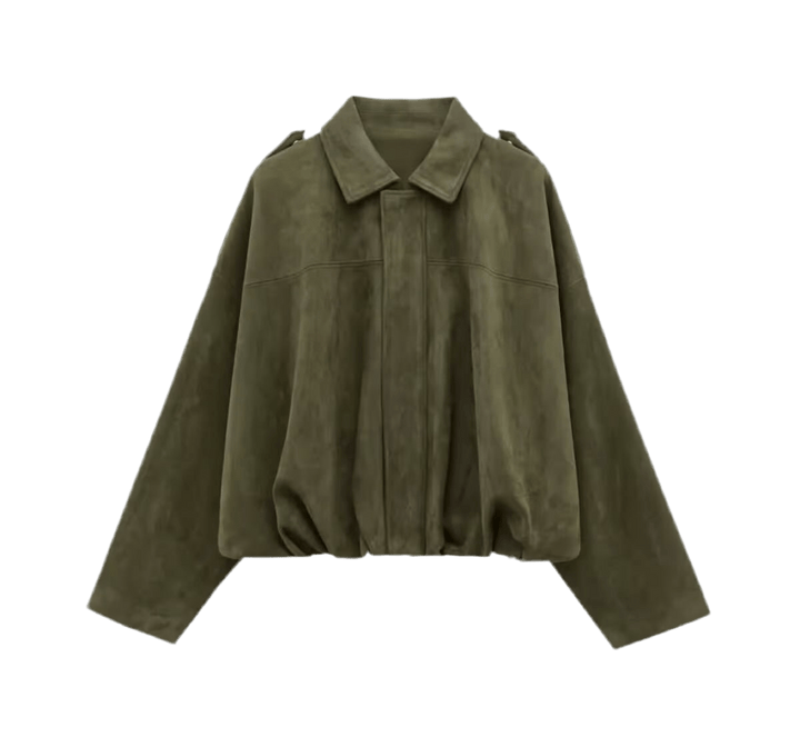 Oversized Suede-Look Jacke mit elastischem Bund – Miraee Paris.