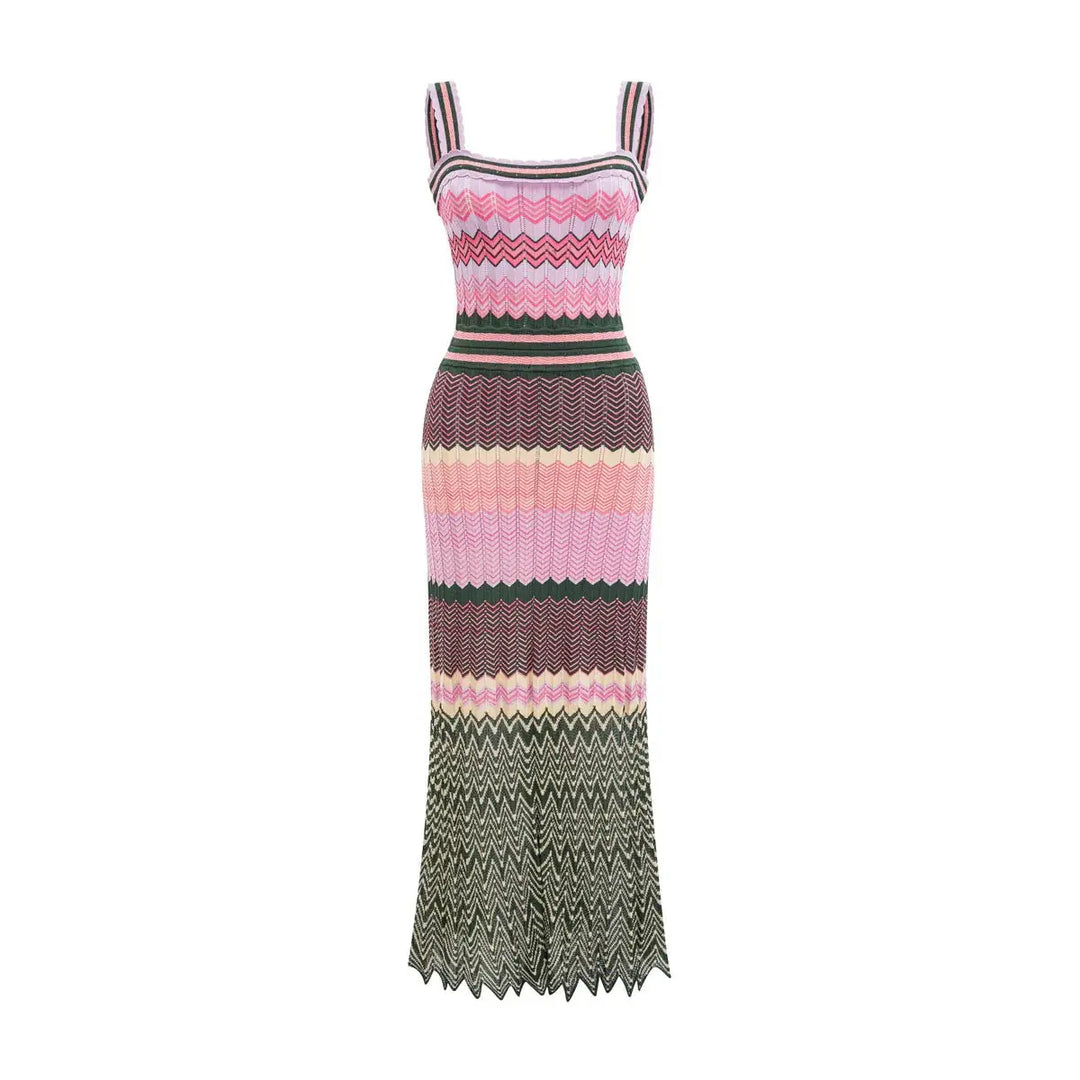 ZigZag Muse Knit Dress – Sunset Vibes.