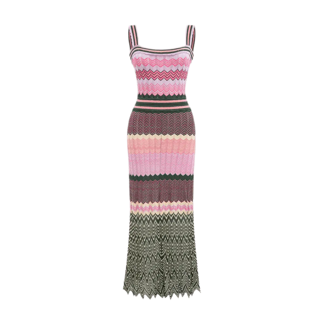 ZigZag Muse Knit Dress – Sunset Vibes.