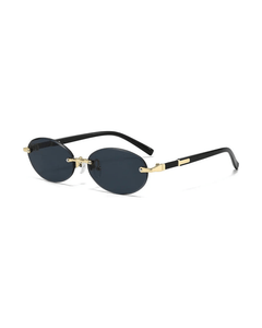 MIRAEE-UNIFORM-2026 | Neo Ellipse Rimless UV400 Sunglasses – schwarz – freigestellte Produktansicht auf weißem Hintergrund