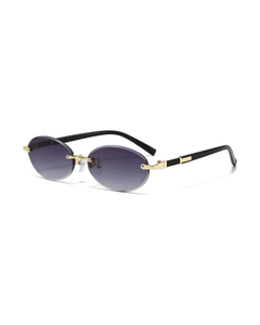 MIRAEE-UNIFORM-2026 | Neo Ellipse Rimless UV400 Sunglasses – blau – freigestellte Produktansicht auf weißem Hintergrund
