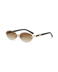 MIRAEE-UNIFORM-2026 | Neo Ellipse Rimless UV400 Sunglasses – braun – freigestellte Produktansicht auf weißem Hintergrund