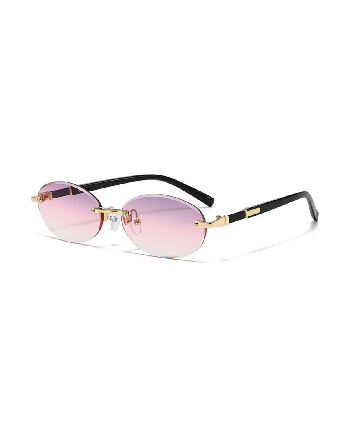 MIRAEE-UNIFORM-2026 | Neo Ellipse Rimless UV400 Sunglasses – rosa – freigestellte Produktansicht auf weißem Hintergrund