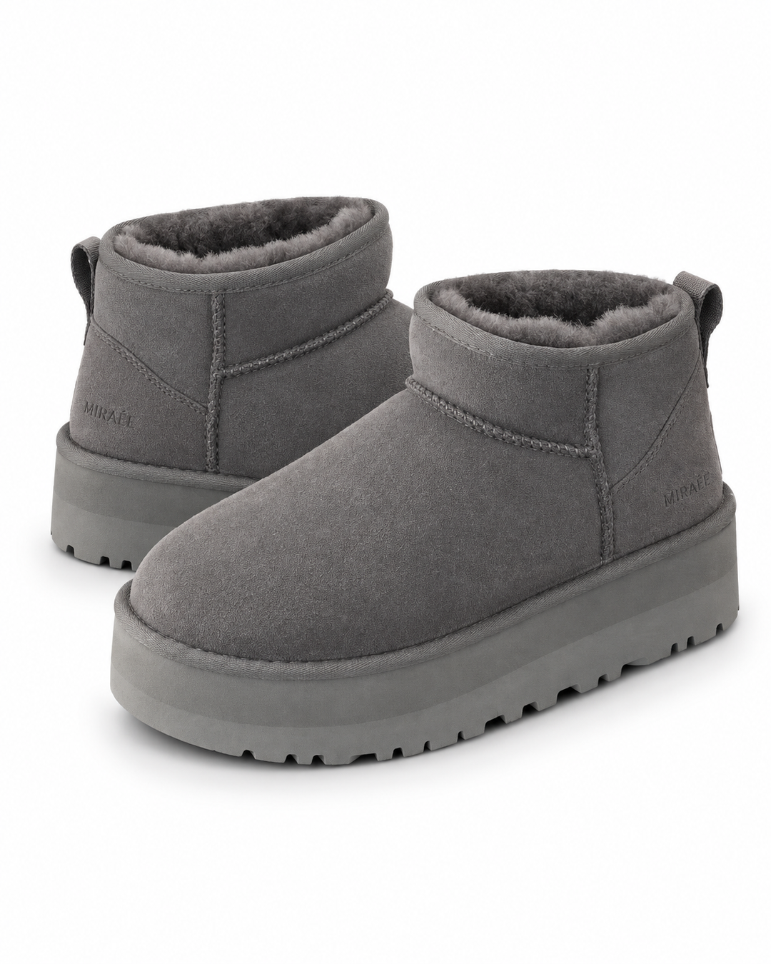 NOÉMIE Plateau-Winterboots Grau – Freisteller mit MIRAÉE Prägung