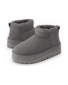 MIRAEE-UNIFORM-2026 | NOÉMIE – Plateau-Winterboots in Veloursoptik – Grau – freigestellte Produktansicht auf weißem Hintergrund
