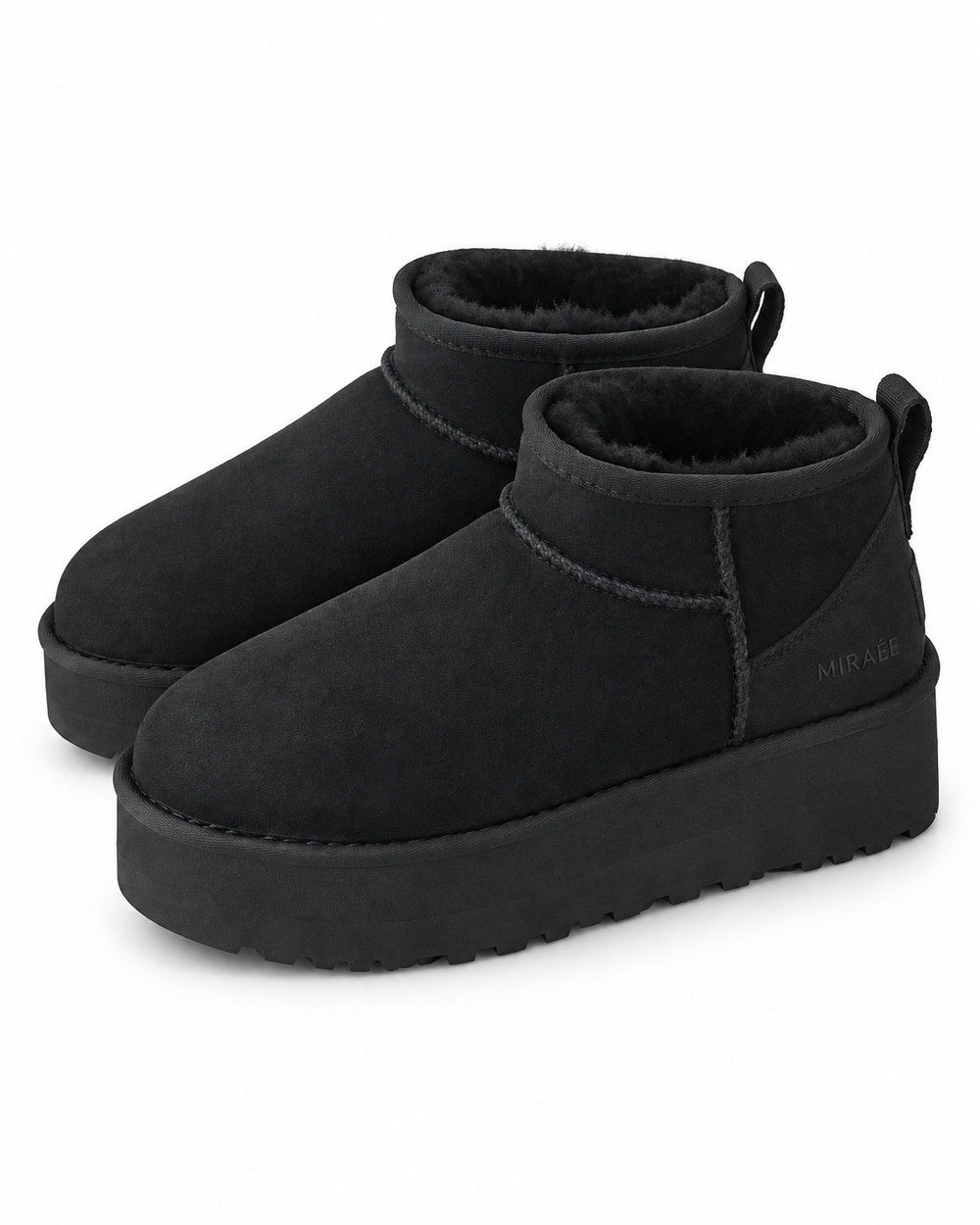 NOÉMIE Plateau-Winterboots Schwarz – Freisteller mit MIRAÉE Prägung