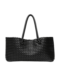 MIRAEE-UNIFORM-2026 | NORA – Geflochtene Shopper Tote Bag mit Top Handle – black – freigestellte Produktansicht auf weißem Hintergrund