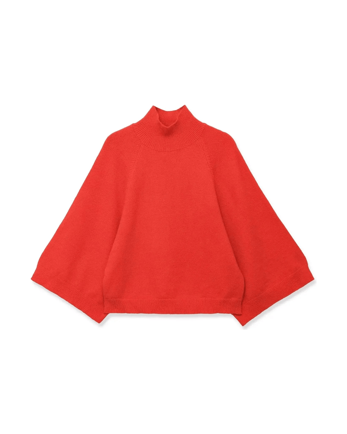 MIRAEE-UNIFORM-2026 | NORA – Oversize Strickpullover mit Stehkragen – Orange – freigestellte Produktansicht auf weißem Hintergrund