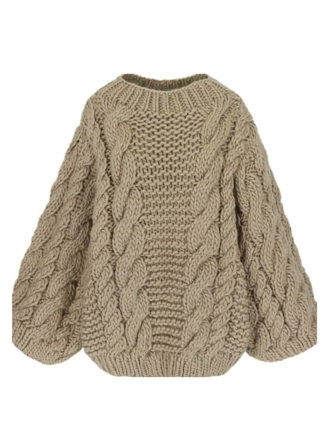 Oversize women's knitted sweater – chunky knit with cable pattern & wide sleeves - Miraee Paris
