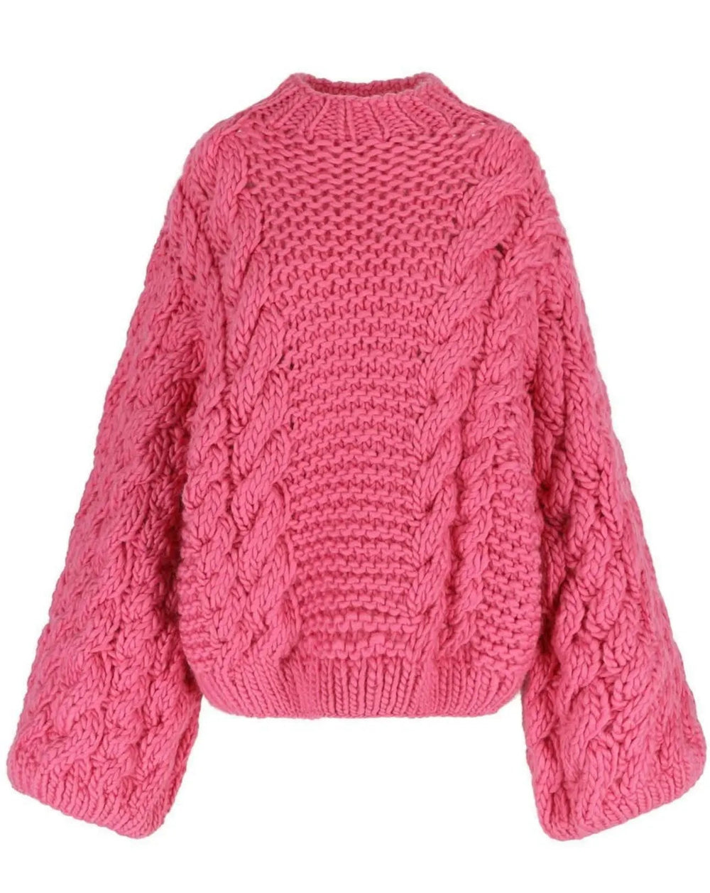 Oversize women's knitted sweater – chunky knit with cable pattern & wide sleeves - Miraee Paris