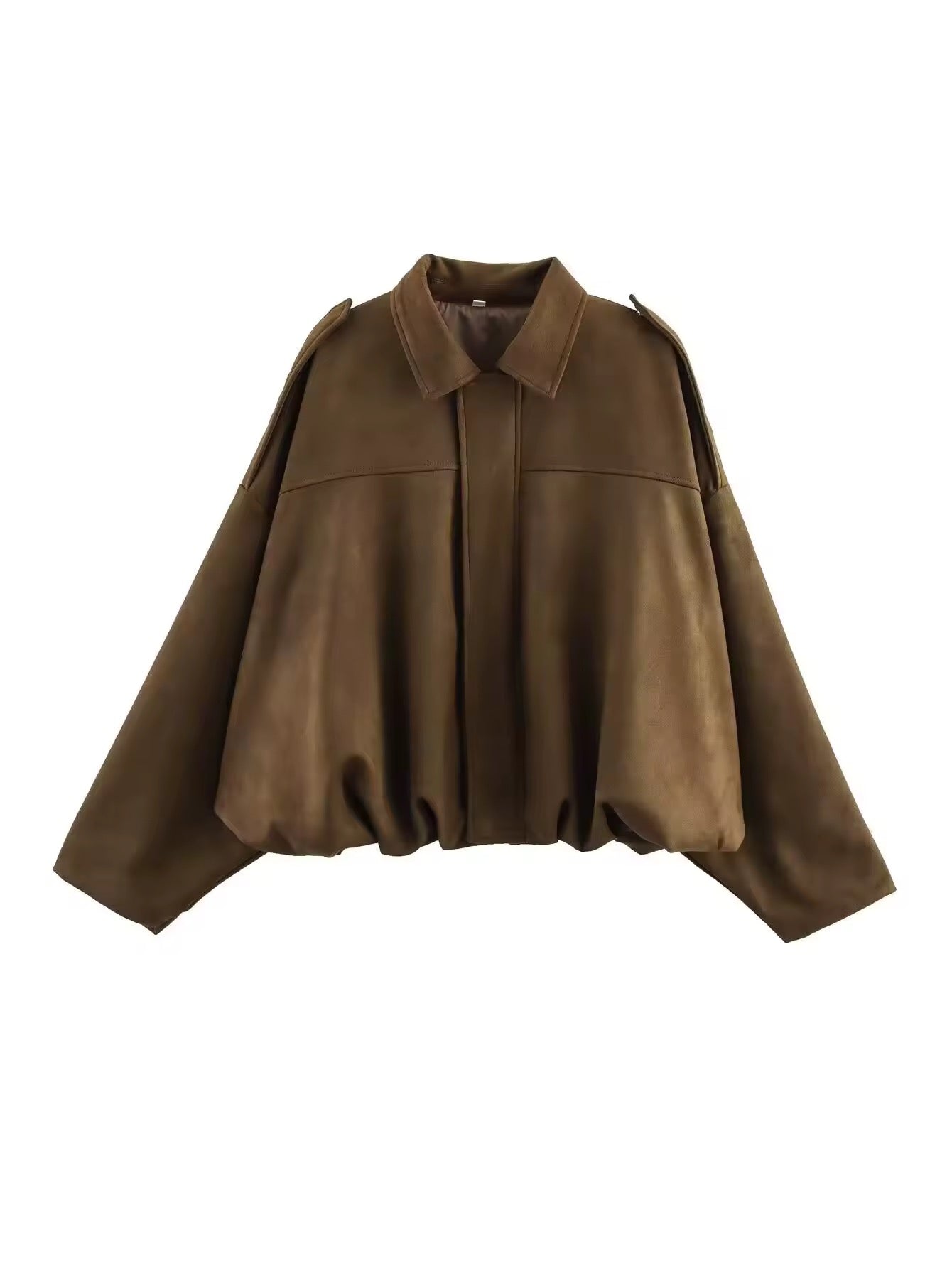 Oversized Suede - Look Jacke mit elastischem Bund – Miraee Paris - Miraee Paris