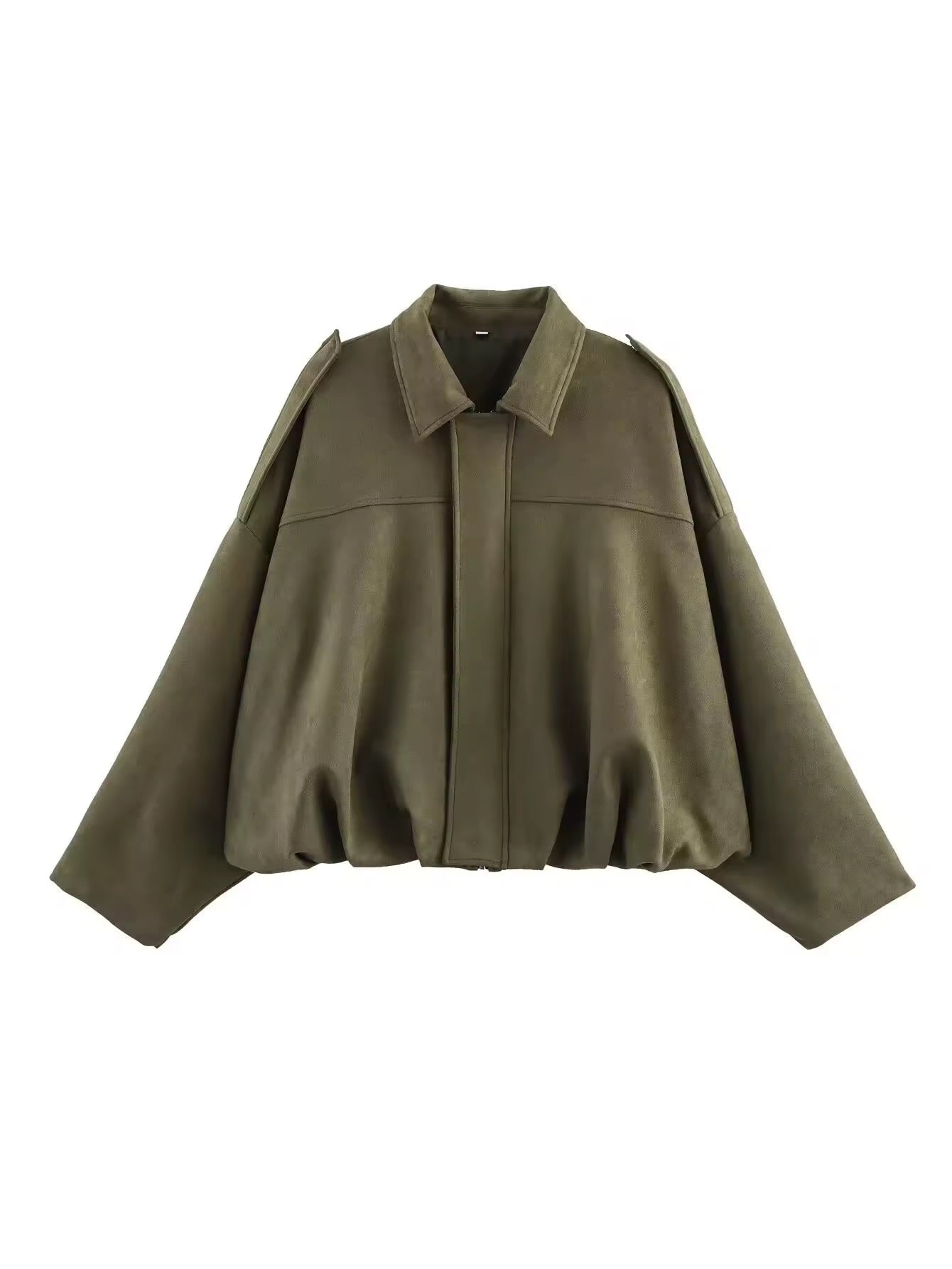 Oversized Suede - Look Jacke mit elastischem Bund – Miraee Paris - Miraee Paris