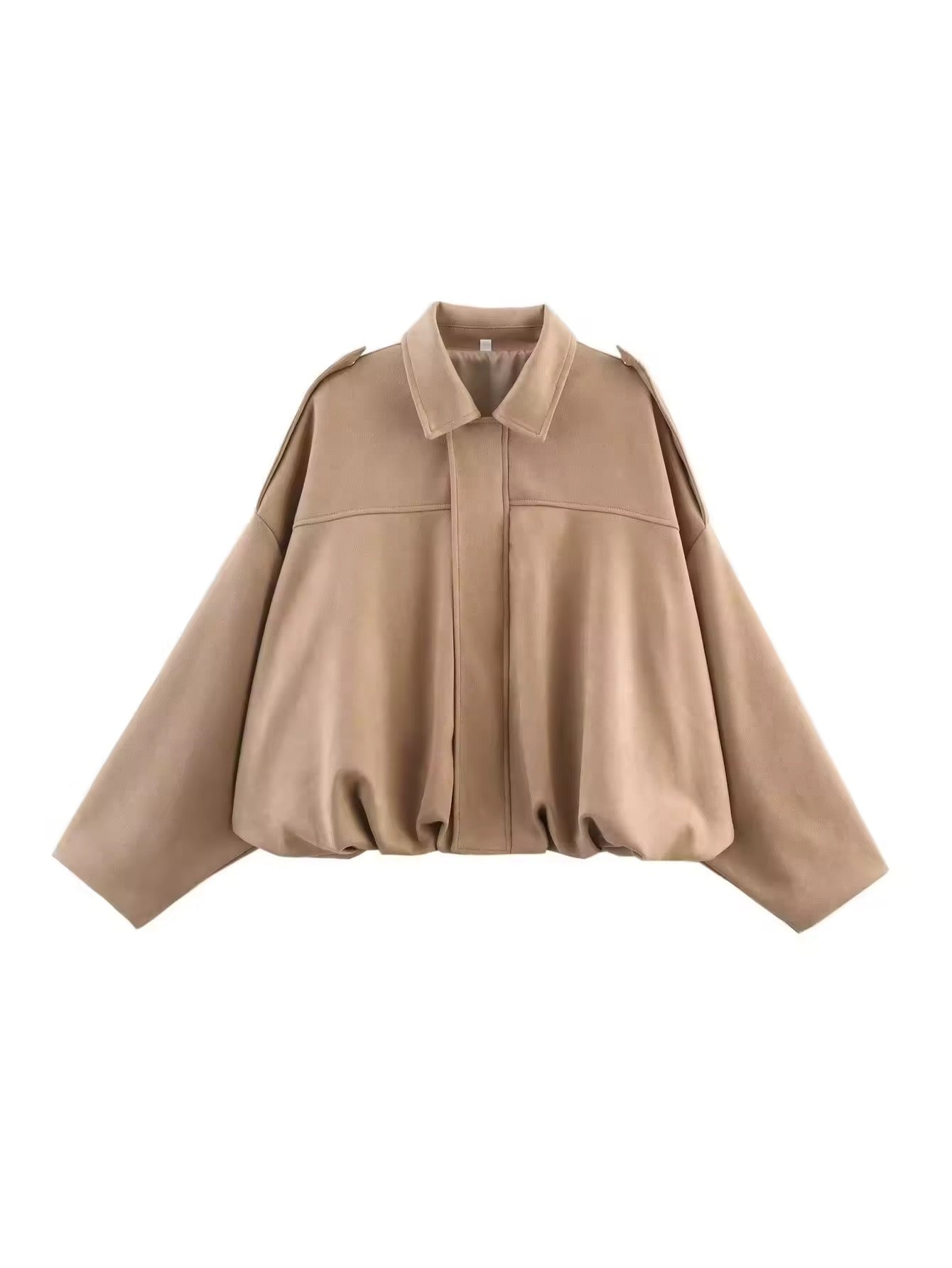 Oversized Suede - Look Jacke mit elastischem Bund – Miraee Paris - Miraee Paris