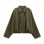 Oversized Suede - Look Jacke mit elastischem Bund – Miraee Paris - Miraee Paris