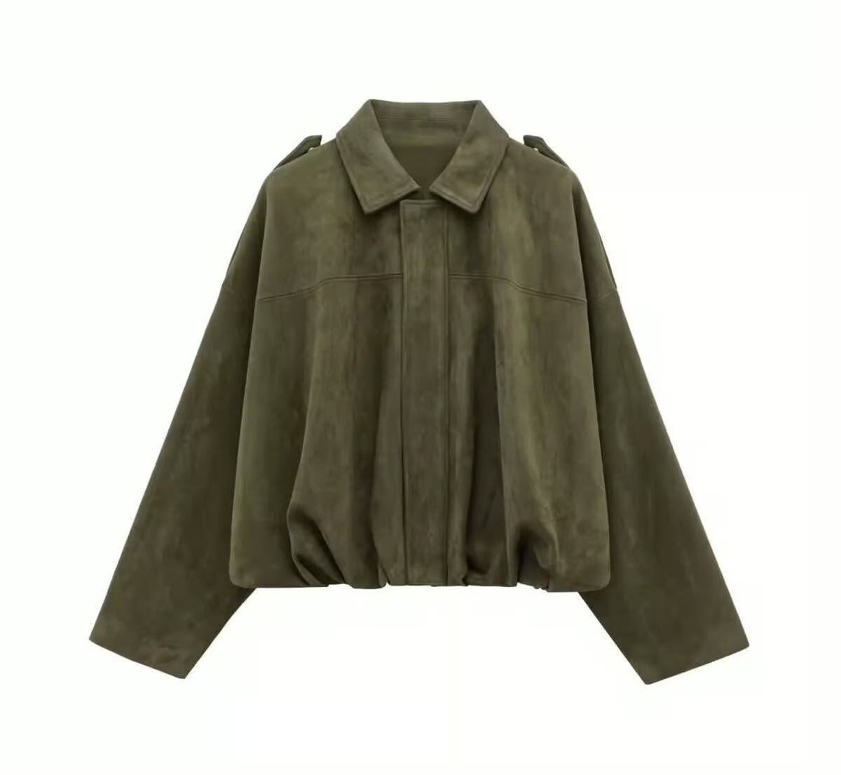 Oversized Suede - Look Jacke mit elastischem Bund – Miraee Paris - Miraee Paris