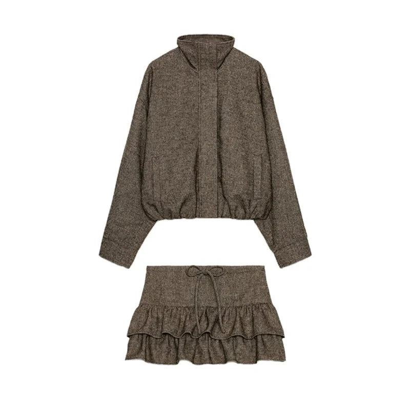 PLISSÉ – Elegantes Jacke & Rock Set mit Stehkragen - ZAYVI