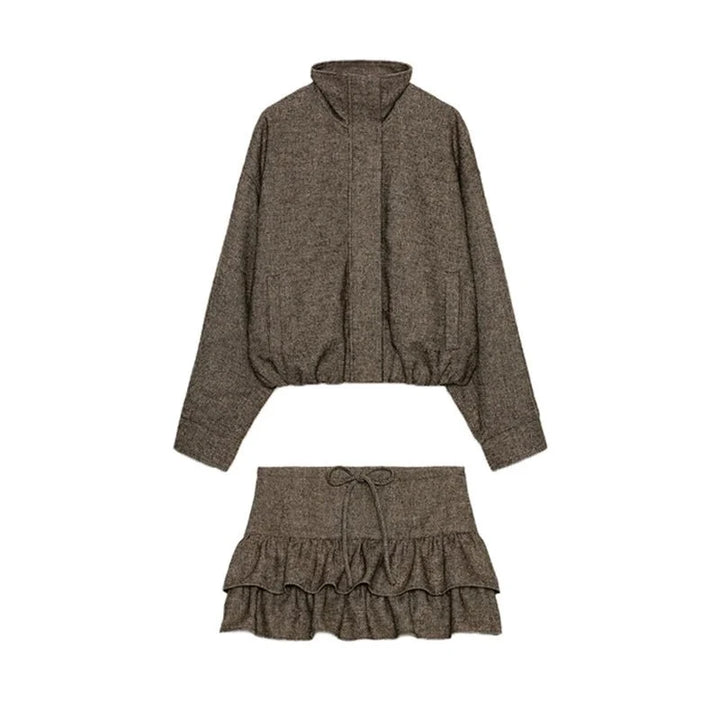 PLISSÉ – Elegantes Jacke & Rock Set mit Stehkragen - ZAYVI