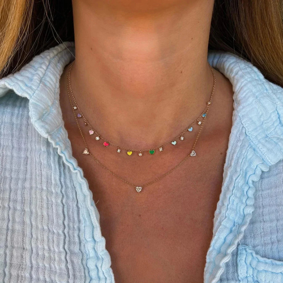 Rainbow Heart Choker Necklace - ZAYVI