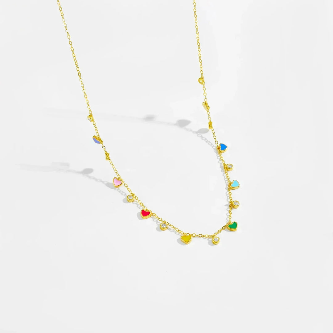 Rainbow Heart Choker Necklace - ZAYVI