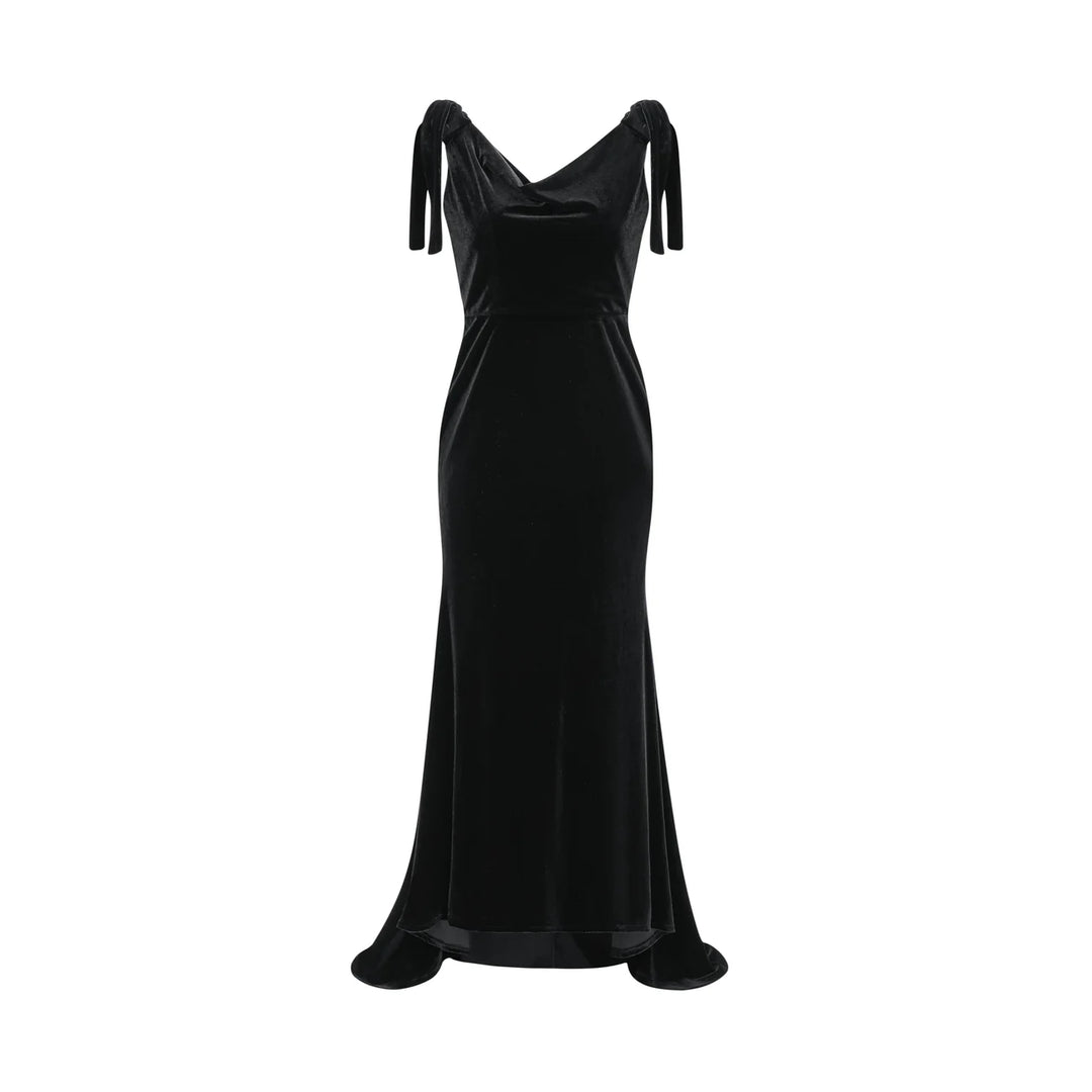 SAPHIRA - Glam Dress mit Perlen, elegantes schwarzes Damenkleid aus hochwertigem Material.
