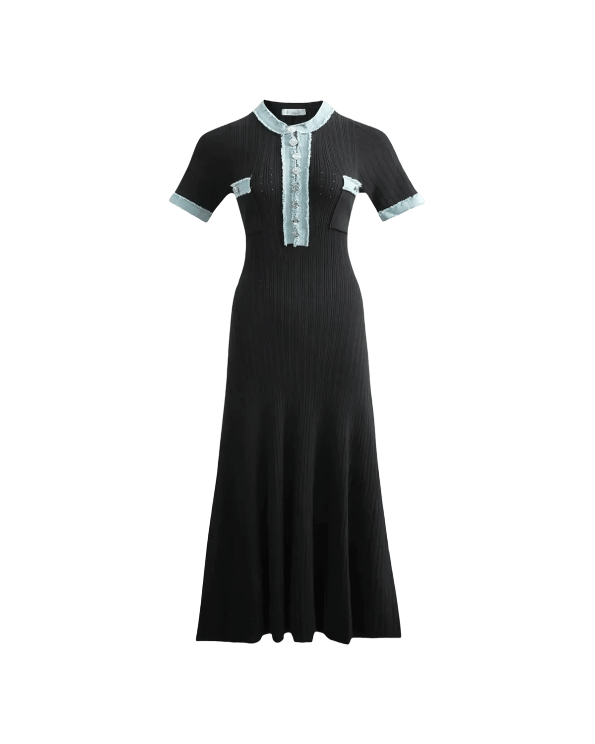 MIRAEE-UNIFORM-2026 | SIENA – Elegantes Damenkleid im Pariser Stil – Dunkelblau – freigestellte Produktansicht auf weißem Hintergrund