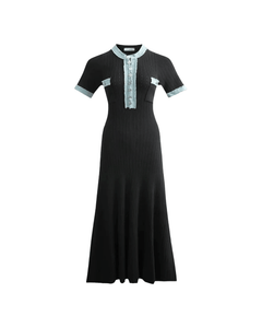 MIRAEE-UNIFORM-2026 | SIENA – Elegantes Damenkleid im Pariser Stil – Dunkelblau – freigestellte Produktansicht auf weißem Hintergrund