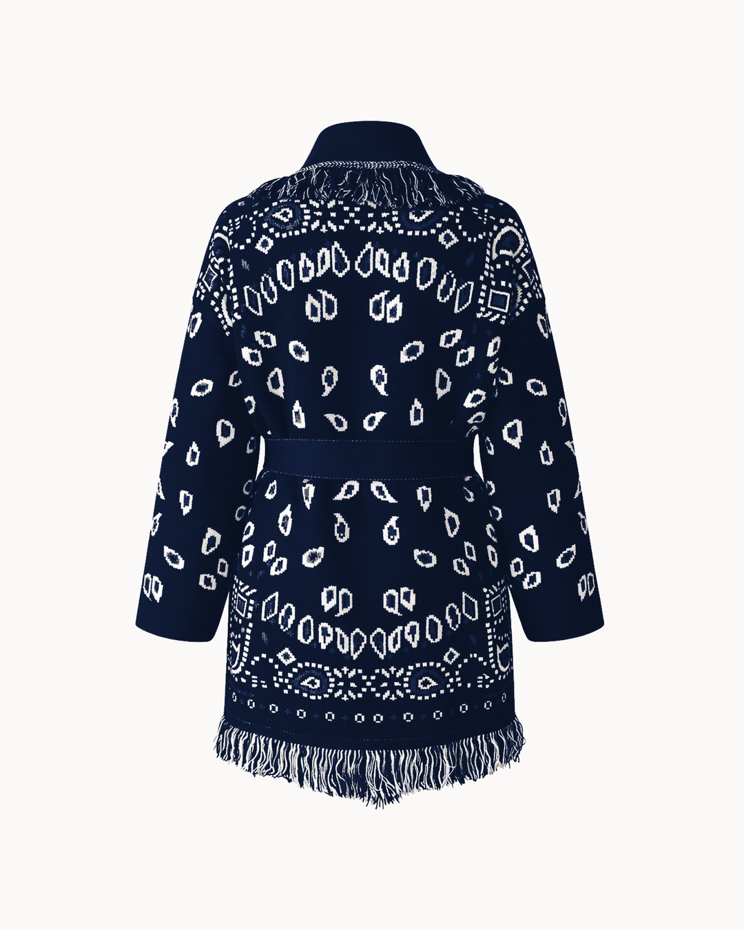 SIENNA dunkelblaue Wolljacke – Produkt Rückenansicht