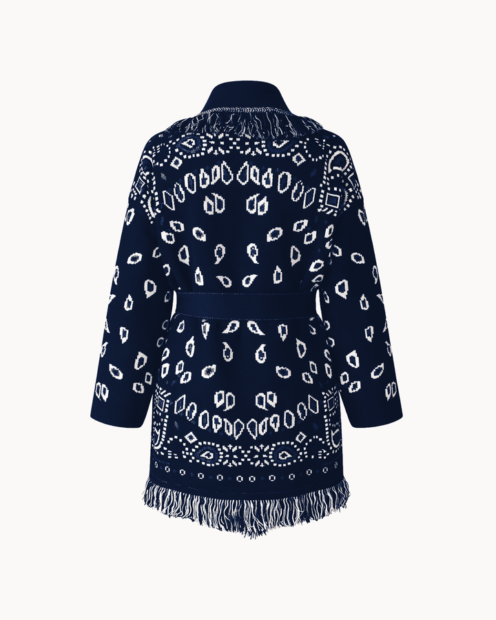SIENNA dunkelblaue Wolljacke – Produkt Rückenansicht