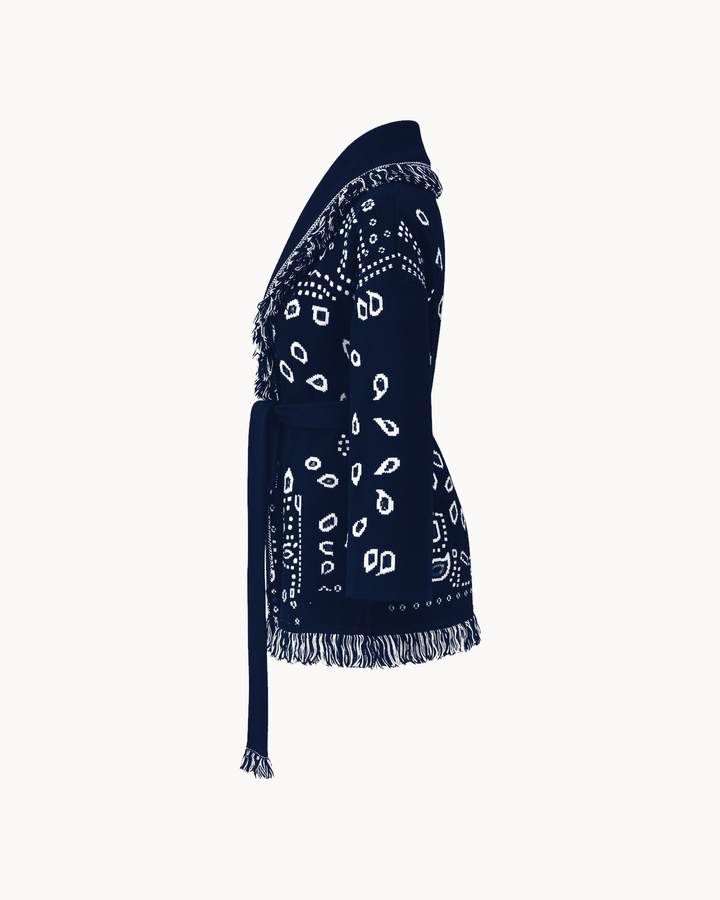 SIENNA dunkelblaue Wolljacke – Produkt Seitenansicht
