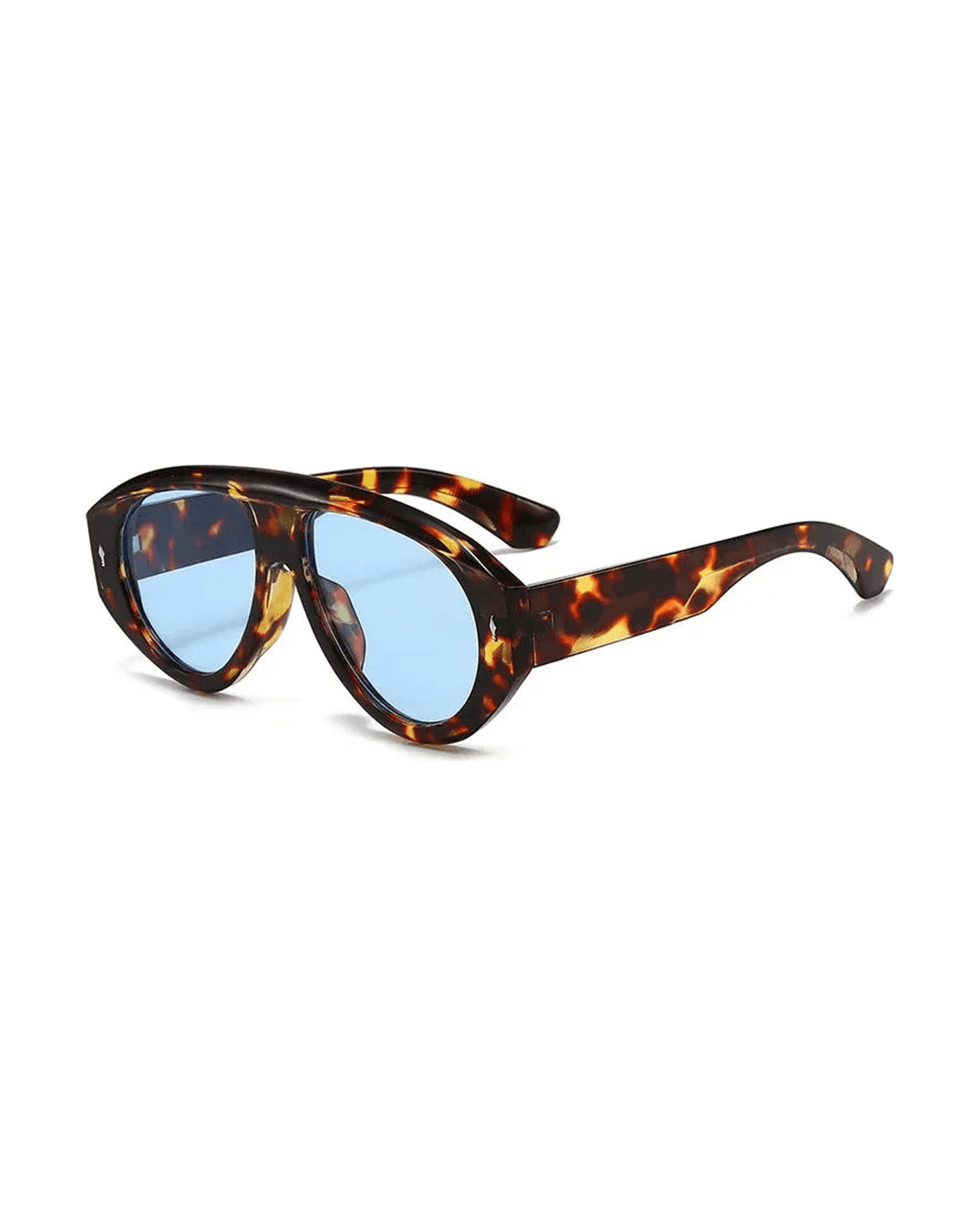 MIRAEE-UNIFORM-2026 | Sky Raider Retro Pilot Sonnenbrille – Unisex – Leopard blue/As the picture – freigestellte Produktansicht auf weißem Hintergrund