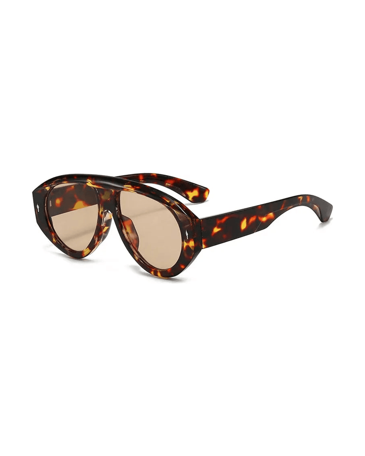 MIRAEE-UNIFORM-2026 | Sky Raider Retro Pilot Sonnenbrille – Unisex – Leopard champagne/As the picture – freigestellte Produktansicht auf weißem Hintergrund