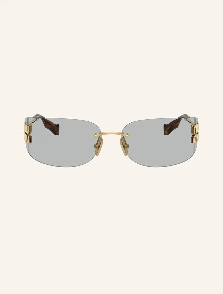Miraee Paris – Luxus Shield Sonnenbrille mit Gold-Details & verspiegelten Gläsern.