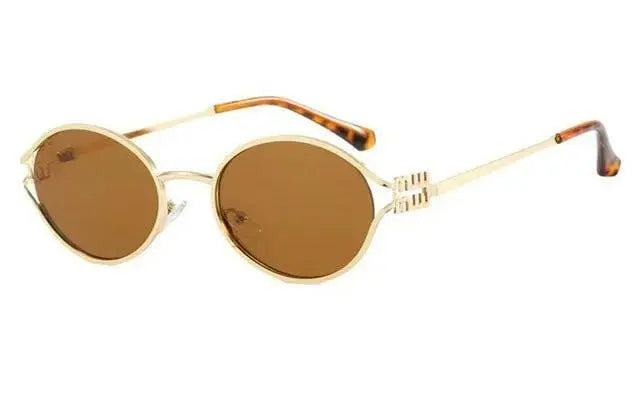 Retro Sonnenbrille – Goldrahmen mit runden Gläsern.