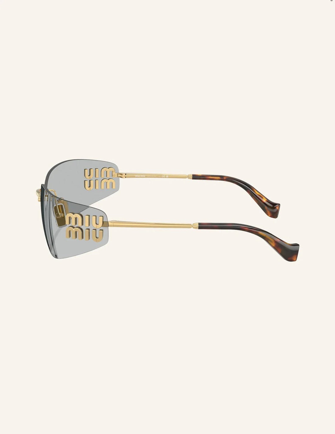 Miraee Paris – Luxus Shield Sonnenbrille mit Gold-Details & verspiegelten Gläsern.