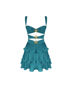 MIRAEE-UNIFORM-2026 | STAR FISH – Elegantes Kleid mit Seestern-Details – Blau – freigestellte Produktansicht auf weißem Hintergrund